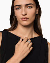 Sculpted Cable Flex Band Ring in 18K White Gold with Diamonds, 7.5mm